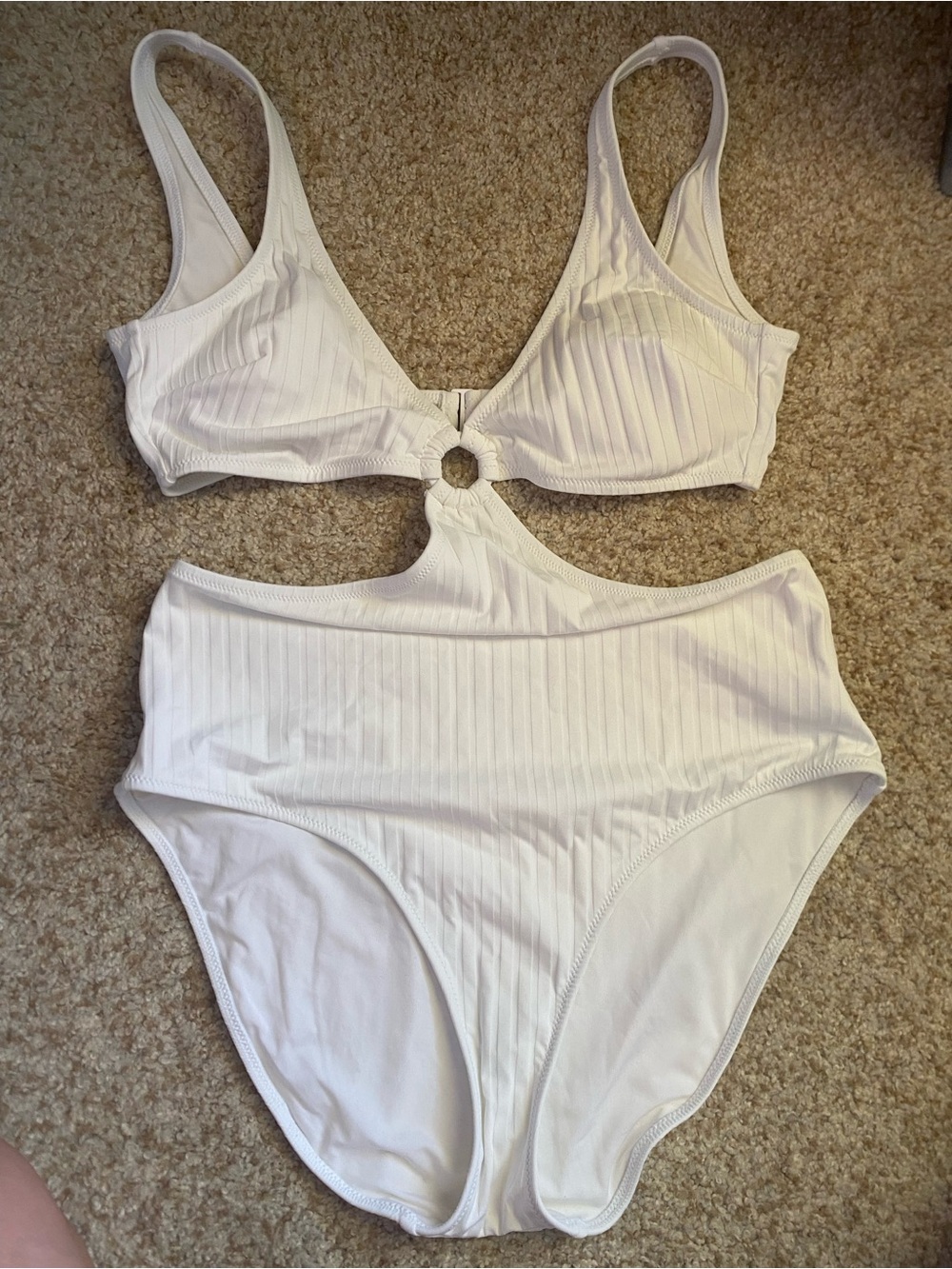 Aerie white one piece swim with cutouts